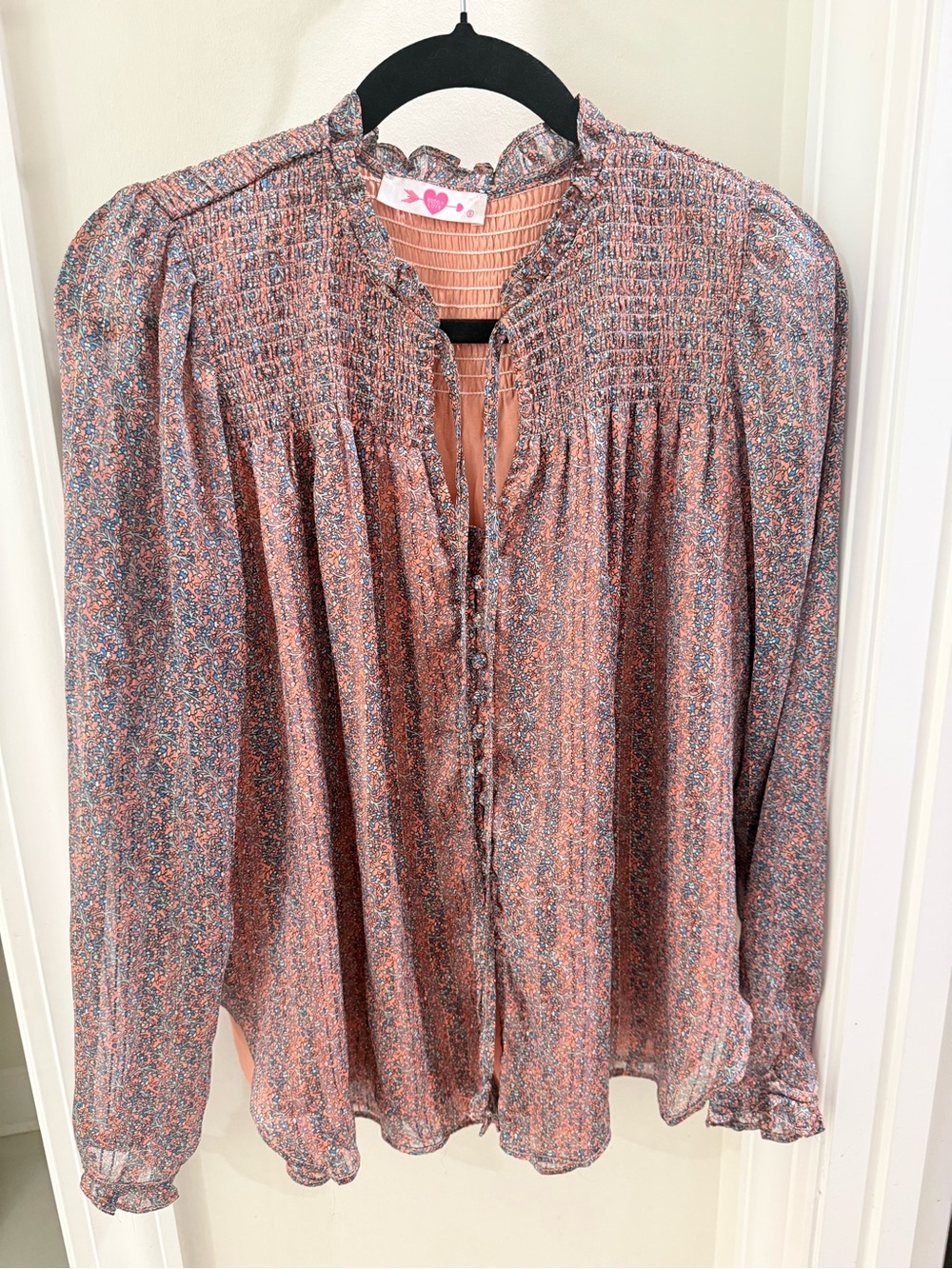 Buddy Love Rose-Multi Floral Smocked Yoke Blouse